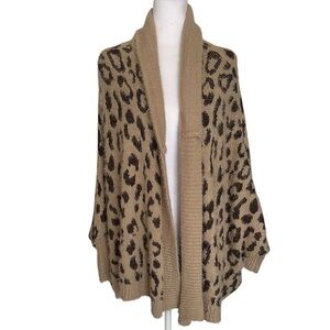 Akemi + Kin Anthropologie Women’s Louise Leopard Wrap Sweater One Size Brown